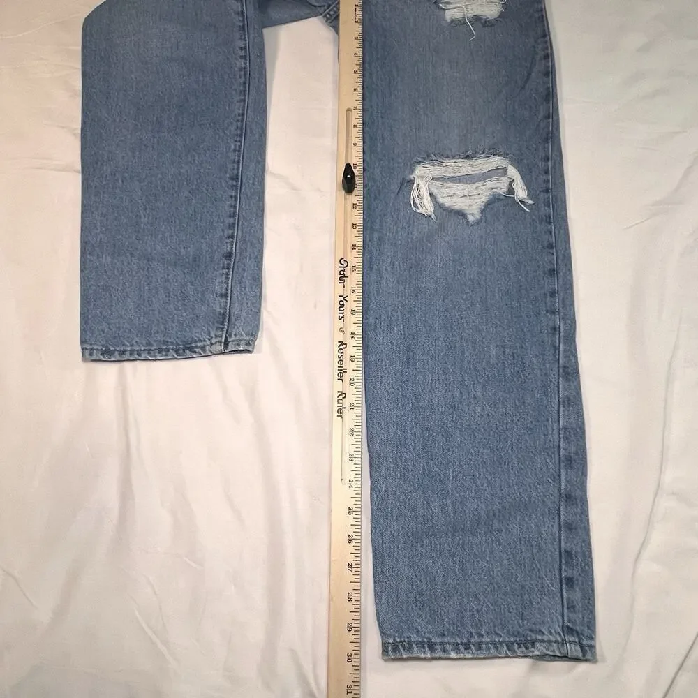 Levi’s 94 Baggy Jeans Womens Size 24 Blue Medium Wash Distressed Denim Wide Leg